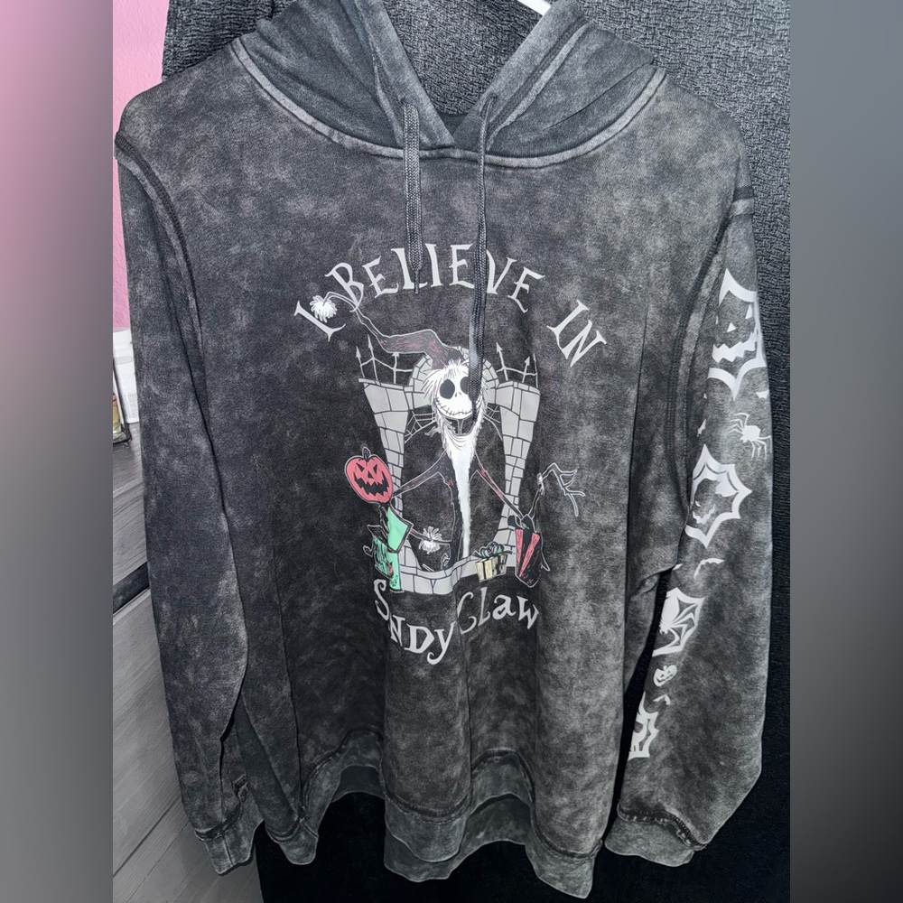 Black Graphic Hoodie with Halloween Design